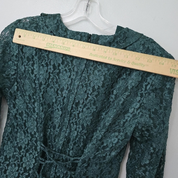 Dawn Joy Fashion Dress Size 6P Petite Green Lace Midi Women Dress USA Made - Picture 12 of 16